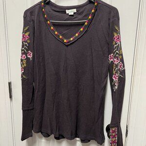 Sundance Embroidered Henley Top